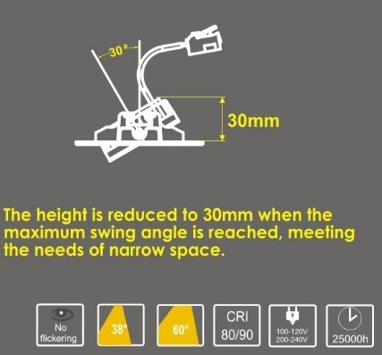 Modernes Design 3W 7W 9W Led Mini Super Slim Downlight mit eingebautem Treiber und keinem Dimmer
