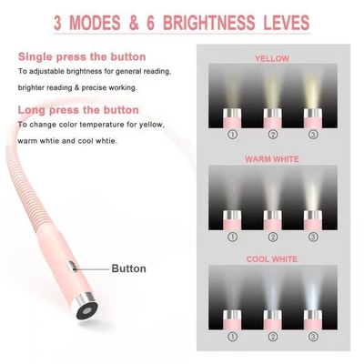 Tragbares flexibles Halswerfen Leseleuchte mit Augenschutz und 1-Support Dimmer