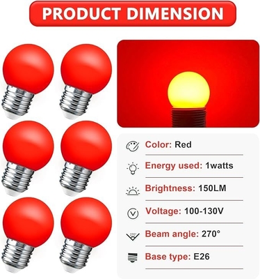 LED G45 Globus Weihnachtslichter 1W Farbige Nacht Mini Edison E26 15W Äquivalente rote Glühbirne
