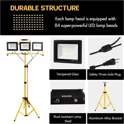 Einstellbares Klappstativ-Stand Arbeitslicht mit 21000lm Lampe Lichtfluss und 3 Köpfen