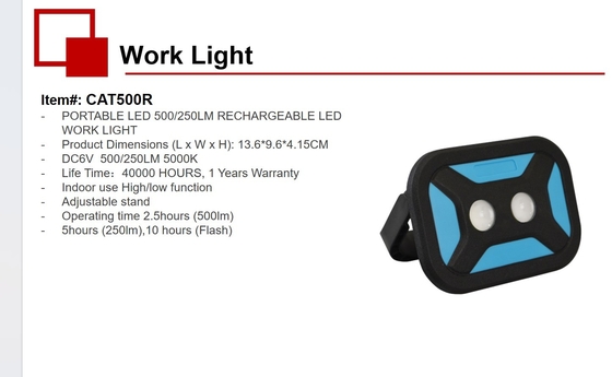 Versorgung COB Arbeitslampe mit 500LM Ausgang USB-Ladung und Notlicht Taschenlampe Funktion