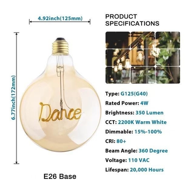 AC 85-265V Eingangsspannung 4W LED Glas Klar Amber Edison Glühbirne für dekorative Beleuchtung