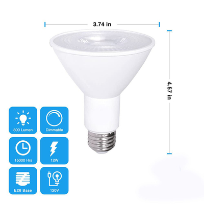 12W 100W Dämpfbares Wasserdichtes E26 3000K Warmweißes LED-Floodlampe PAR30 Knopfsteuerung