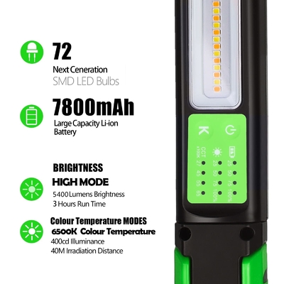 IP80 LED-Arbeitslicht 1600 Lumen Doppelfarbtemperatur 360 Grad Magnet und Haken