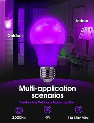 15000 Arbeitsstunden Lebenserwartung Lila LED-Glühlampe A19 9W für Heim- und Party-Dekoration