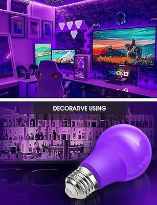15000 Arbeitsstunden Lebenserwartung Lila LED-Glühlampe A19 9W für Heim- und Party-Dekoration
