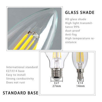 ETL Liste C35 E11 LED-Glühlampe 4W 120C Dimmbar 500lm 0,06kg für Energieeinsparung