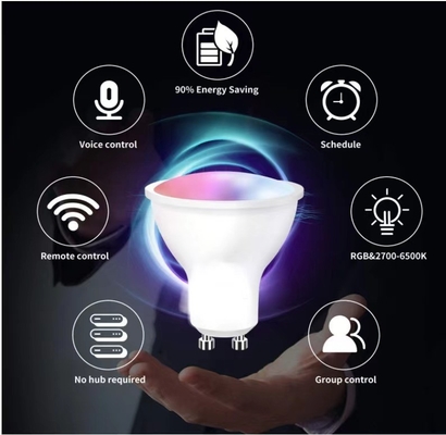 Verdunkelbare GU10/MR16 Smart Wifi Sprachsteuerung LED-Spotlicht 30000 Stunden Arbeitszeit