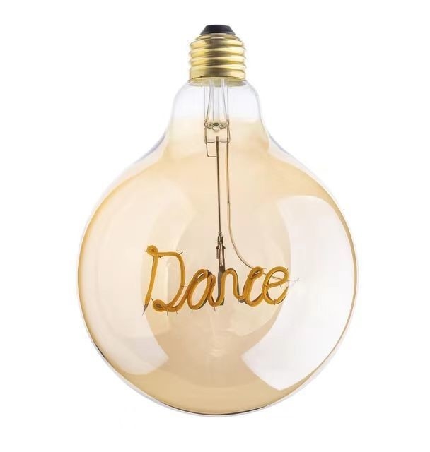 4W Dimmable LED Filament Bulb G125 Serie Hallo Liebesbrief Basis Glas Klares Bernstein